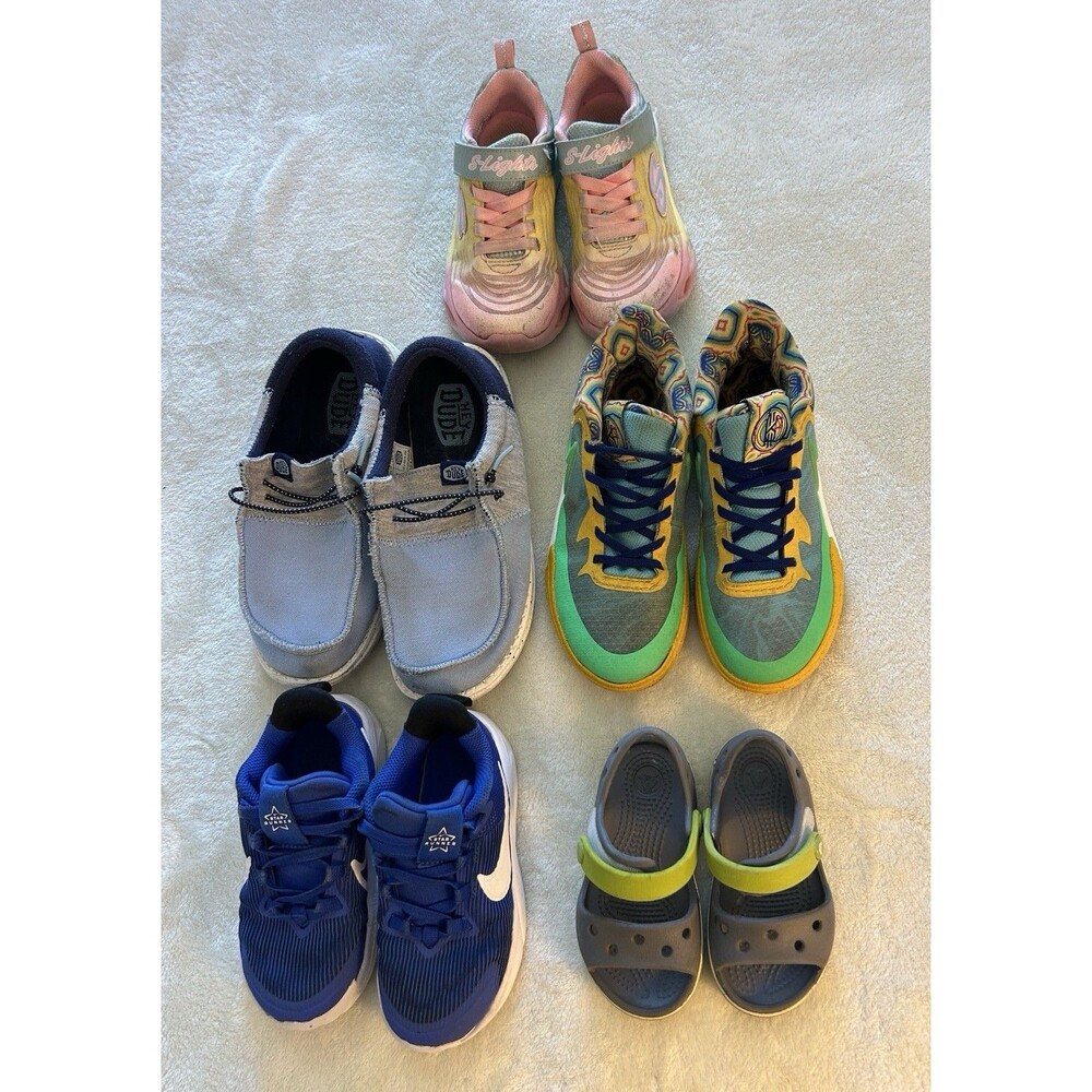 Boys Shoes Lot Bundle Nike Hey Dude Crocs Skechers Sneakers Tennis Reventa